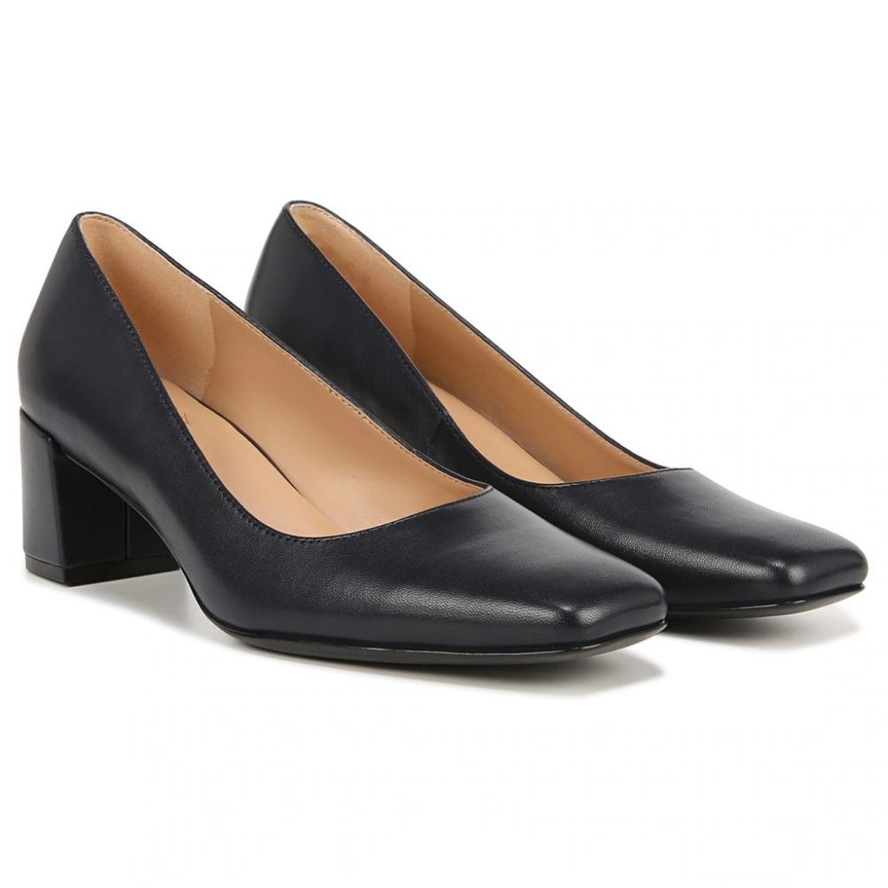 NATURALIZER Karina Pumps, French Navy Leather, Size 12 WIDE